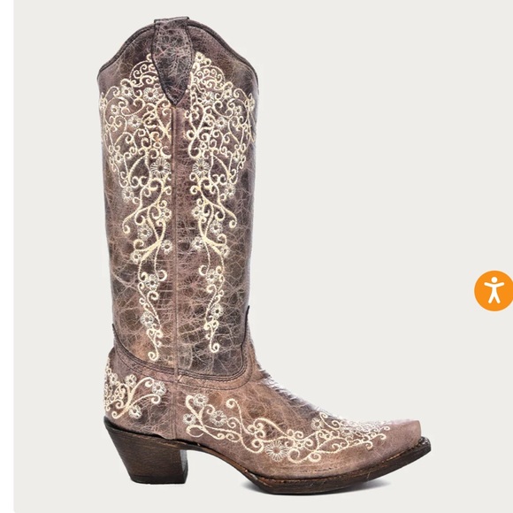 CORRAL Vintage Flower Embroidered Cowgirl Boots 10 - Picture 2 of 11